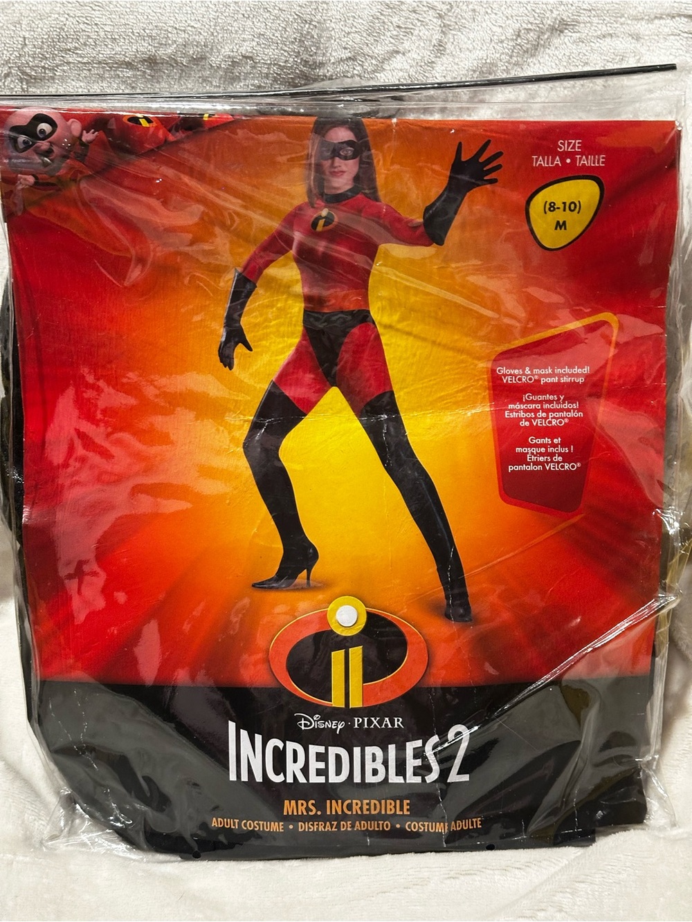 Disney Pixar Incredibles2 Mrs Incredible Costume Jumpsuit Mask Gloves M 8-10 NEW